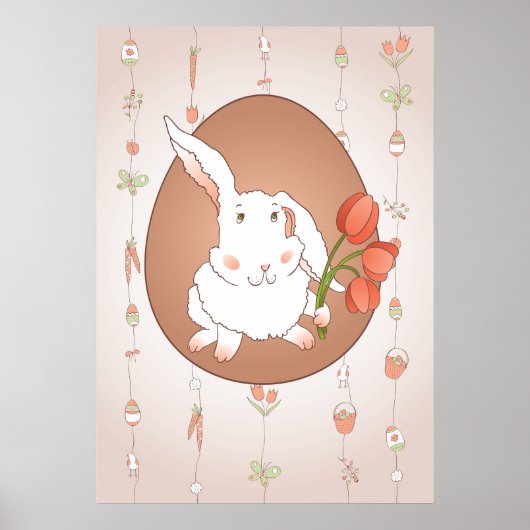Hase mit Tulips Spring Holiday Rabbit Poster (Vorne)