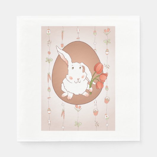 Hase mit Tulips Spring Holiday Rabbit Serviette (Vorderseite)