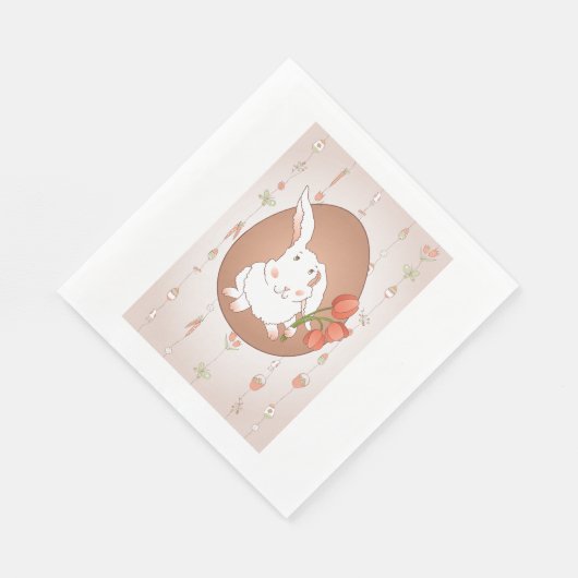 Hase mit Tulips Spring Holiday Rabbit Serviette (Ecke)