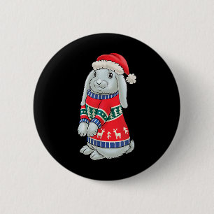 Hase mit Weihnachtspullover Xmas Kaninchen Weihnac Button