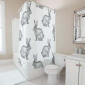 Hase oder Kaninchen. Nahtloses Muster mit Waldtier Duschvorhang (Beispiel)