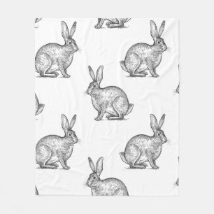 Hase oder Kaninchen. Nahtloses Muster mit Waldtier Fleecedecke