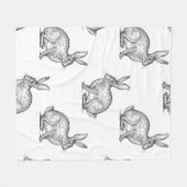 Hase oder Kaninchen. Nahtloses Muster mit Waldtier Fleecedecke (Vorderseite (Horizontal))