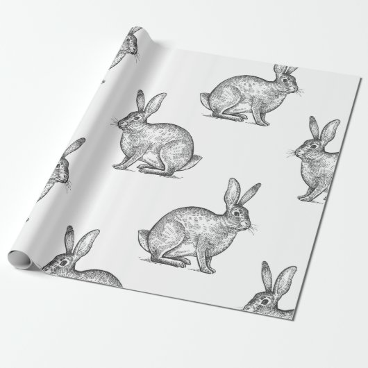 Hase oder Kaninchen. Nahtloses Muster mit Waldtier Geschenkpapier (Ungerollt)