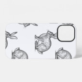 Hase oder Kaninchen. Nahtloses Muster mit Waldtier iPhone Hülle (Rückseite (Horizontal))