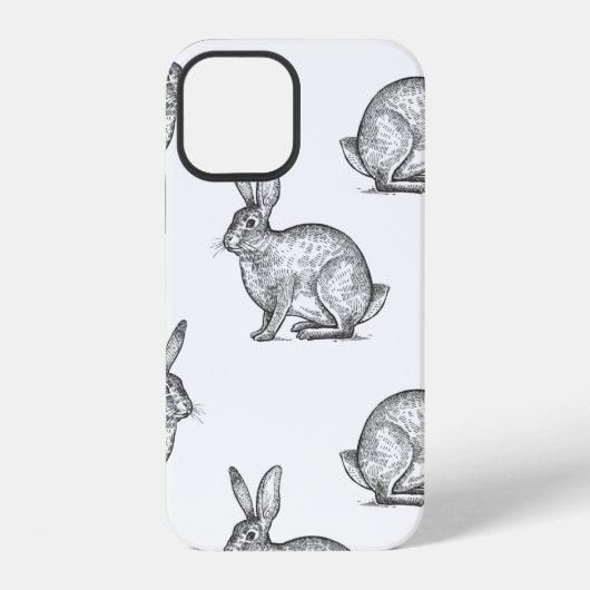 Hase oder Kaninchen. Nahtloses Muster mit Waldtier iPhone Hülle (Rückseite)