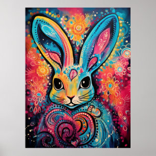 Hase Positive vibes Herzen Poster