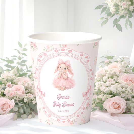 Hase Rosa Mädchen Baby Shower Papierbecher