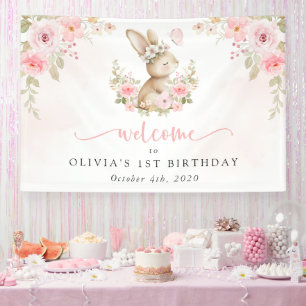 Hase, Schmetterling, Blumen, Willkommen zum ersten Banner