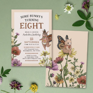 Hase Schmetterling Wildblumen Floral Geburtstag Einladung