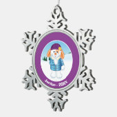 Hase Schneeflocken Zinn-Ornament (Rechts)