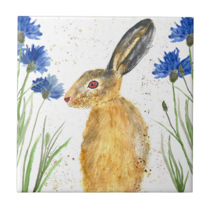 Hase Tier Aquarell Häschen Kaninchen Wald Fliese