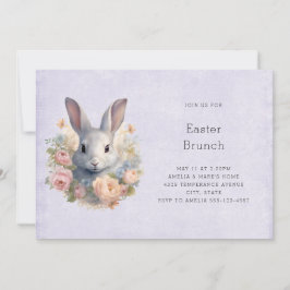 Hase umgeben von pastellfarbenen Blumen Süßes Oste Einladung