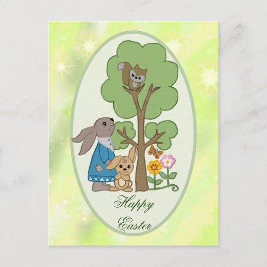 Hase und Eichhörnchen  Postkarte (Vorderseite)