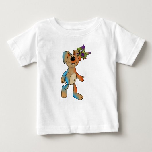 Hase und Eule Baby T-shirt (Vorderseite)