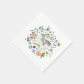 Hase und Frühlingsblumen Serviette (Ecke)
