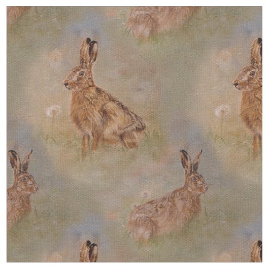 Hase- und Löwenzahnmalen Stoff (Nahaufnahme)