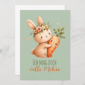 Hase und Möhre- volle Möhre- Ostern Einladung (Vorne/Hinten)
