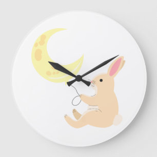 Hase-und-Mond-Ballon-Uhr Große Wanduhr