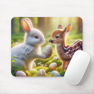 Hase und Rehkitz mit Ostereiern Mousepad