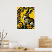 Hase und Ringelblumen Poster (Küche)