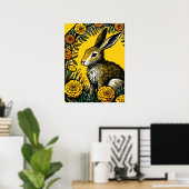 Hase und Ringelblumen Poster (Heimbüro)