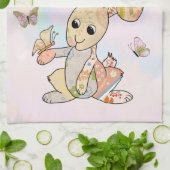 Hase und Schmetterlinge Geschirrtuch (Gefaltet)