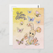 Hase und Schmetterlinge Postkarte (Vorne/Hinten)