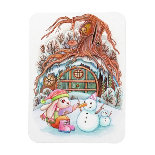 Hase und Snowman Magnet (Vertikal)