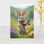 Hase und Vogel Liedkarte Karte (Gelbe Blume)