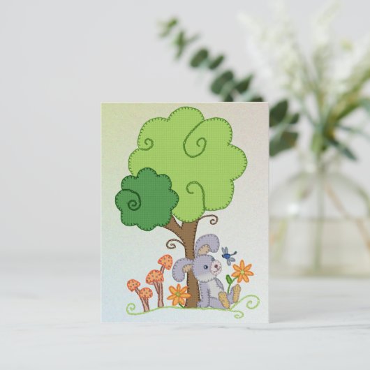 Hase unterm Baum Postkarte (Stehend Vorderseite)