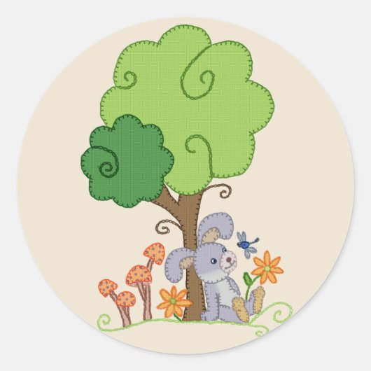 Hase unterm Baum Runder Aufkleber (Vorderseite)