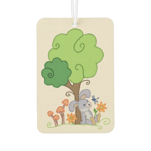 Hase unterm Baum Runder Pappuntersetzer Autolufterfrischer (Rückseite)