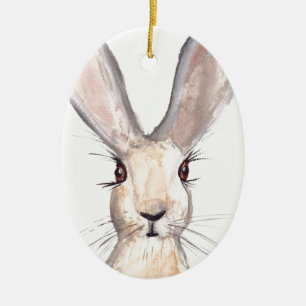 Hase Wasserfarbe süßes Kaninchen Wildtier Tier  Keramik Ornament