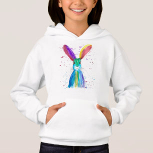 Hase Wasserfarbe Wildtier süßes Mädchen Hoodie