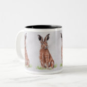 Hase-Wasserfarbe Zweifarbige Tasse (Vorderseite Links)