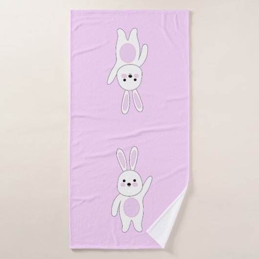 Hase. weiß und rosa badehandtuch (Badehandtuch)