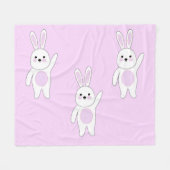 Hase. Weiß und rosa. Fleecedecke (Vorderseite (Horizontal))