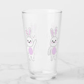 Hase. Weiß und rosa. Glas (Rückseite)