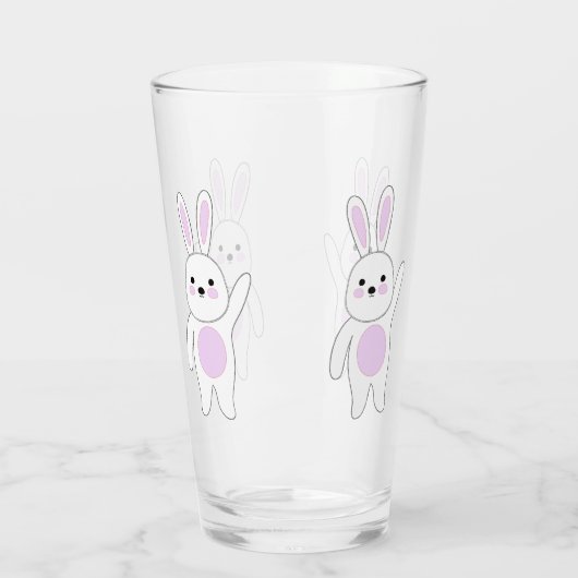 Hase. Weiß und rosa. Glas (Rückseite)