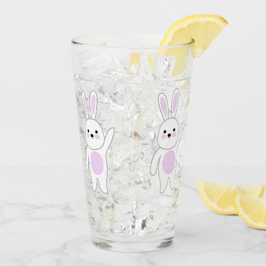 Hase. Weiß und rosa. Glas (Rückseite Ice)