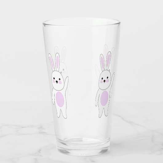 Hase. Weiß und rosa. Glas (Rechts)