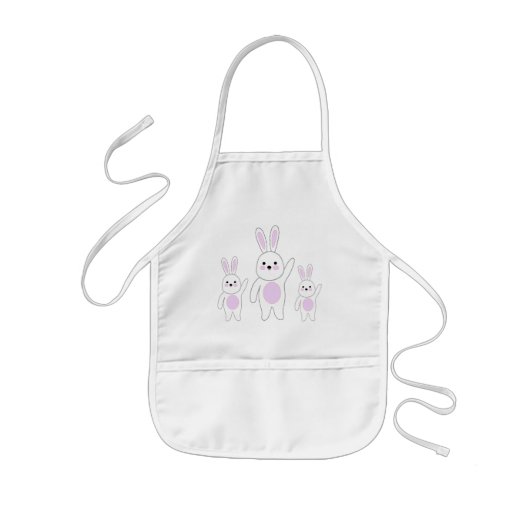 Hase. Weiß und rosa. Kinderschürze (Vorne)