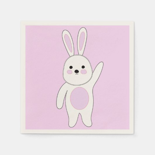 Hase. weiß und rosa serviette (Vorderseite)