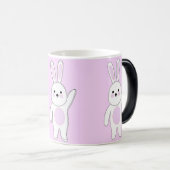 Hase. Weiß und rosa. Verwandlungstasse (VorderseiteRechts)