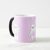 Hase. Weiß und rosa. Verwandlungstasse (Vorderseite Links)