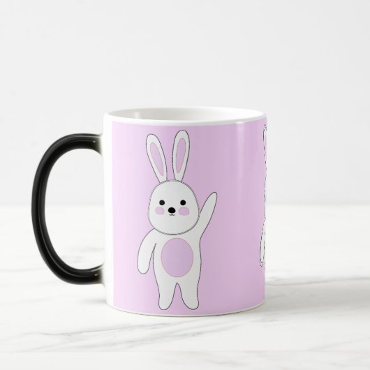 Hase. Weiß und rosa. Verwandlungstasse (Links)