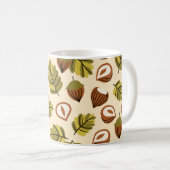 Haselnuss-Blätter Acorns Nahtloses Muster Kaffeetasse (VorderseiteRechts)
