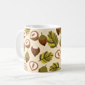 Haselnuss-Blätter Acorns Nahtloses Muster Kaffeetasse (Vorderseite Links)