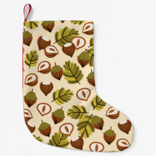 Haselnuss-Blätter Acorns Nahtloses Muster Kleiner Weihnachtsstrumpf